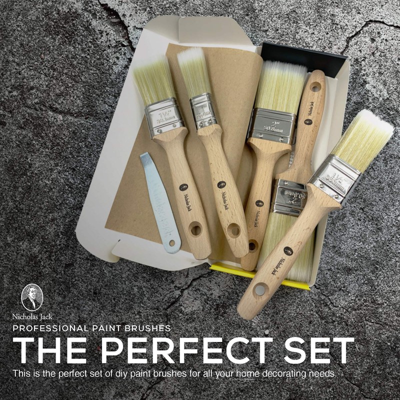 Nicholas Jack Professional Paint Brushes Decorating Set 5 Pure Synthetic