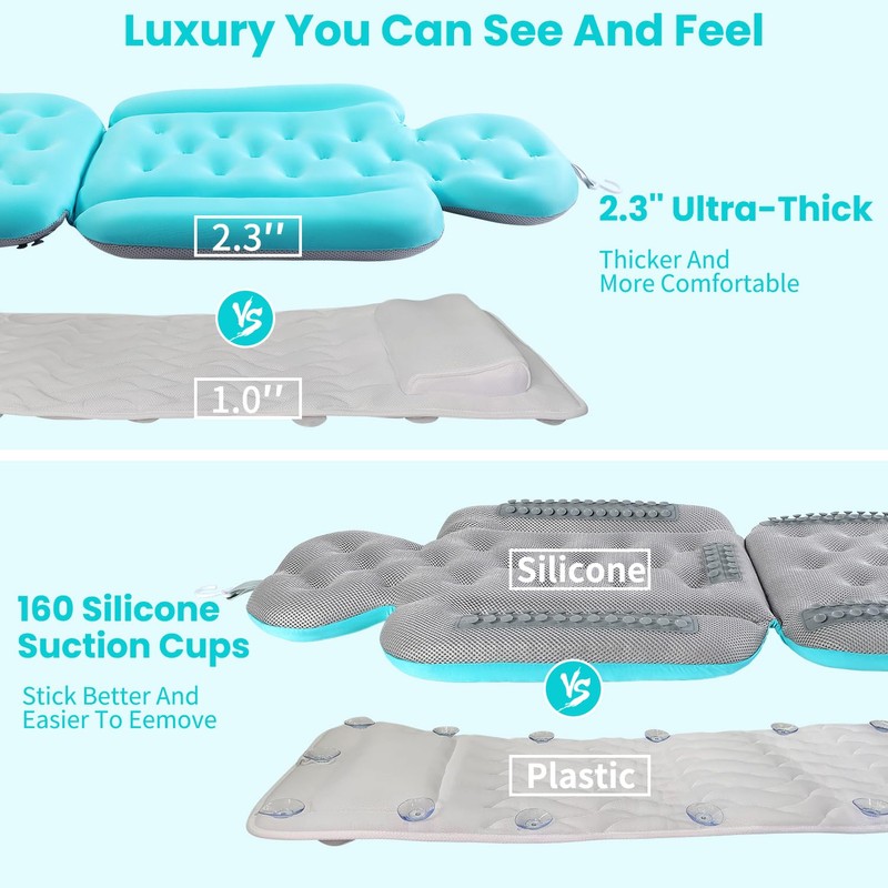 Full Body Bath Pillow for Bathtub, Thick Bathtub Cushion with