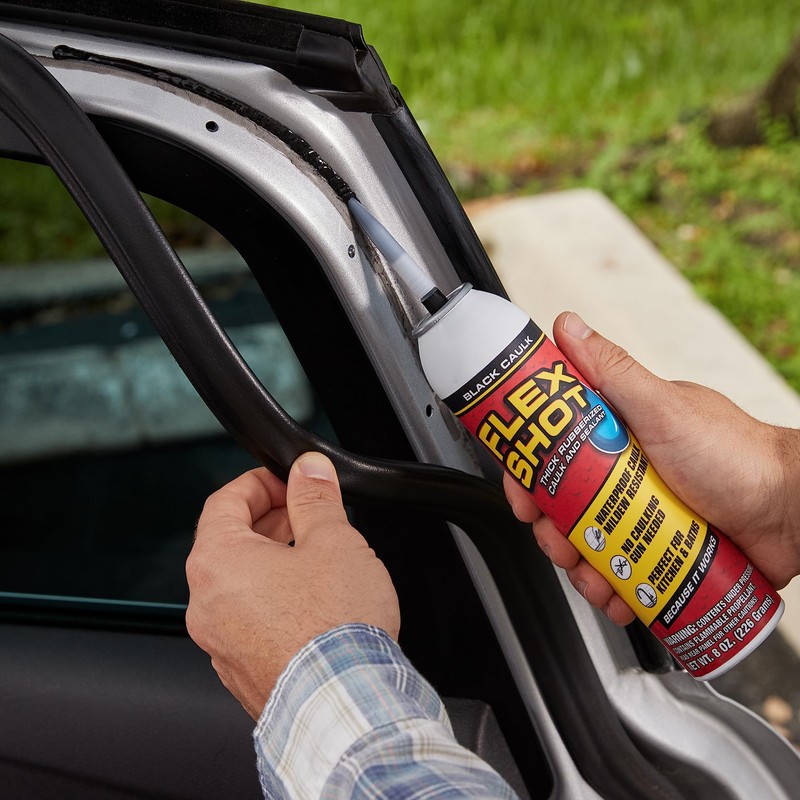 Flex Shot, 8 oz, Black, Flexible Rubber Silicone Sealant, Waterproof