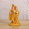 Qianly Hindu Radha Krishna on Lotus Statue Lifelike Decorative 10.5x8x18.8cm