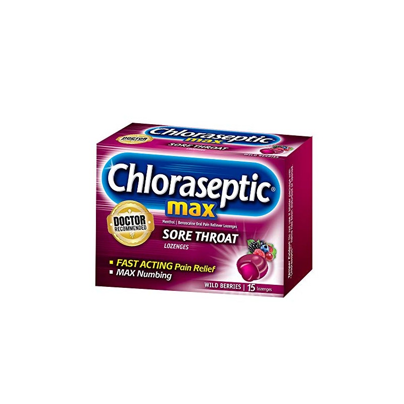 Chloraseptic Chloraseptic Max, Sore Throat Lozenges, Wild Berries, 15 Lozenges,
