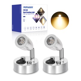 SUPAREE 12v LED Spot Reading Light Adjustable Switch Warm Light for Camper Van Caravan Boat Interior Led Light (A-ON/OFF Switch)