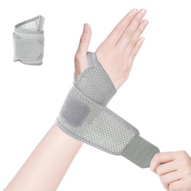 手首 サポーター 固定 保護 【通気性メッシュ】 サポーター 親指付け根サポーター 保護 怪我防止 手首用サポーター 軽量 吸汗速乾 スポーツ 家事 育児 パソコン/スマホ操作 男女兼用 (1, グレー)