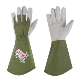 PATIKIL Women Gardening Gloves Thorn Proof, Large Extra Long Leather Garden Gloves Rose Pruning Gloves for Planting Pruning Digging, Green