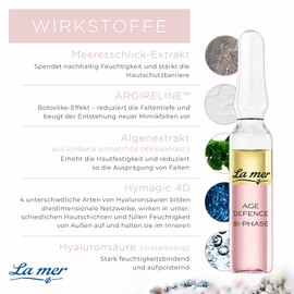 La mer Age Defence Ampoule - 2-Phase Anti-Ageing Booster for Radiant Skin - Firms and Smoothes Face Contours - Tuned Hyaluronic Acid to Reduce Expression Wrinkles - 14 ml