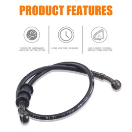 Motorcycle Hydraulic Line, 60cm Universal Braided steel Clutch Oil Pipe, Black Gas Fuel Hose PVC Tube Replacement for for ATV Bikes Motocross Street Bikes (60cm 23.63",Black)