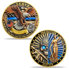 BHealthLife Police Challenge Coin - Skeletons and Goddess of Justice Challenge Coin for Policeman - Thank You for Your Service Coin Police Gifts for Men Police Officers Law Enforcement
