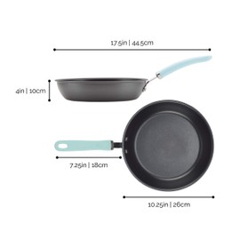 Rachael Ray Create Delicious Deep Hard Anodized Nonstick Fry Pan/Skillet, 10.25 Inch, Gray with Light Blue Handles