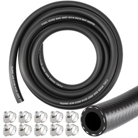 Taxutor 1/4 Fuel Line, Fuel Line Hose 10 Feet, NBR Rubber Gas Line Hose with 10 PCS Fuel Line Clamps, Fuel Line Kit