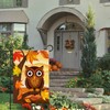 JIMOWANG Welcome Fall Owl Maple Leaves Burlap Garden Flag Double