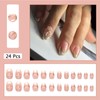 GCSQW French Tip Press on Nails Short Oval Fake Nails