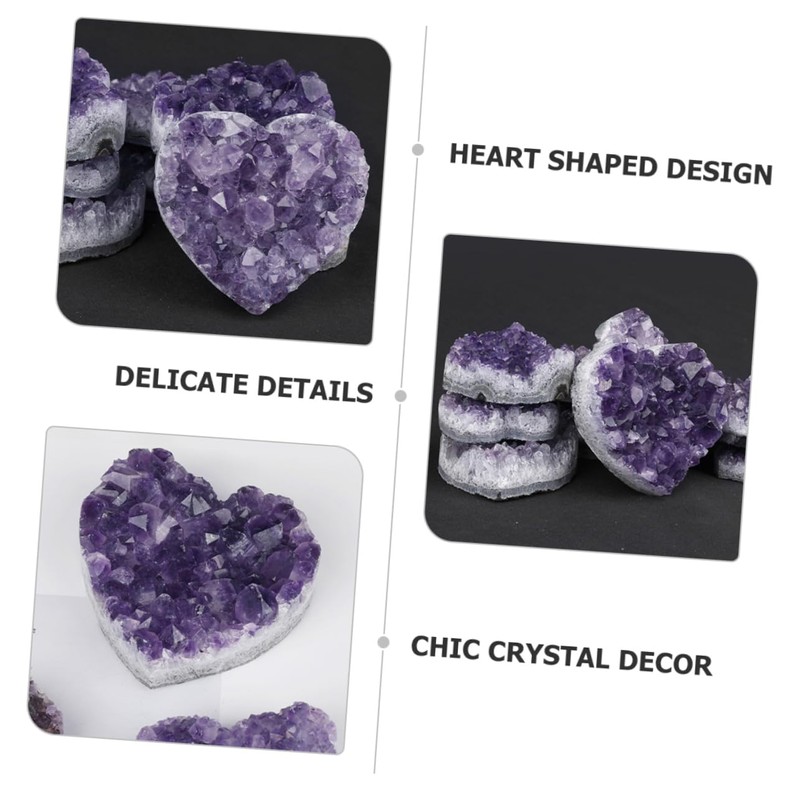 Ipetboom Natural Amethyst Heart Shaped Crystal Stone Decoration Unique Desk
