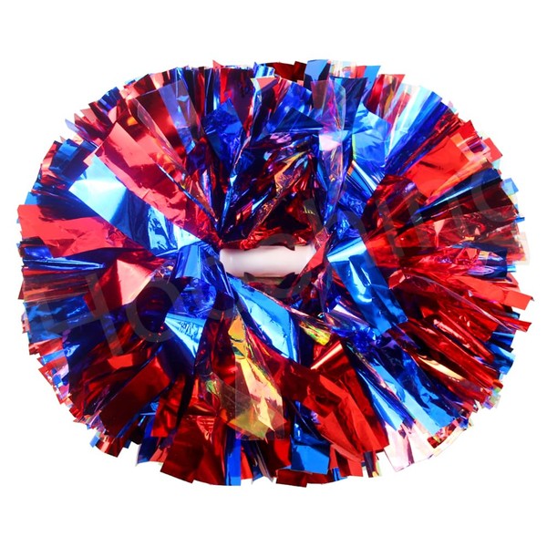 Hooshing 2PCS Blue and Red Pom Poms Cheerleading Rainbow Cheer