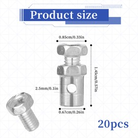 Pack of 20 1/8 Inch Screw Nipple Brake Cable Nipple Screws Clutch Brake Throttle End Screw Nipple Throttle Cable Stopper for Cable Pulley Bicycle Go-Karts Motorcycles Scooters Lawn Mowers