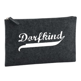 Huuraa Kulturbeutel Dorfkind Vintage Geschenk 1 Liter Charcoal Filz Dorfkind Geschenkidee