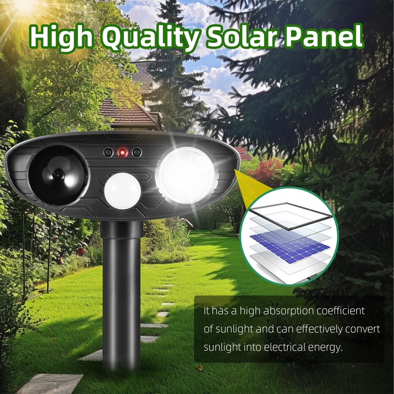 4Pack Ultrasonic Raccoon Repellent Outdoor Solar Animal Repellent with Motion