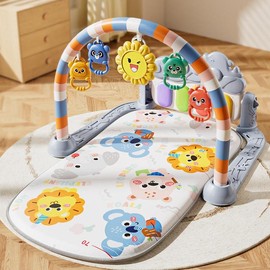 Baby Play Mat with Music Piano Keyboard, 1 Count Interactive Game Mat Excluding 3 Counts 1.5V AA Battery, Fun & Educational Gym Toy for Infant Boy & Girl, Activity Mat, Tummy Time Mat:_Orange_one-size