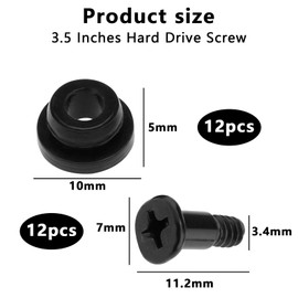 Yuiturt 12PCS 3.5 Inch Hard Drive Screws with Rubber Washer Kit, Shock Absorbing HDD Mounting Screws, Vibration Dampening SSD Screw for 3.5" HDD SSD PC Computer Case Accessories