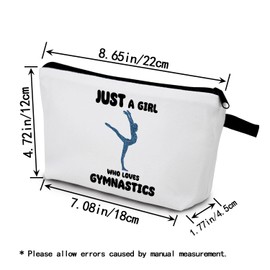 YULUENZE Gymnastics Makeup Bag Gymnastic Christmas Birthday Present Small Organizer Zipper Pouch Just Love Gymnastics Cosmetic Bag Graduation Present for Gymnasts Women Friends Sisters