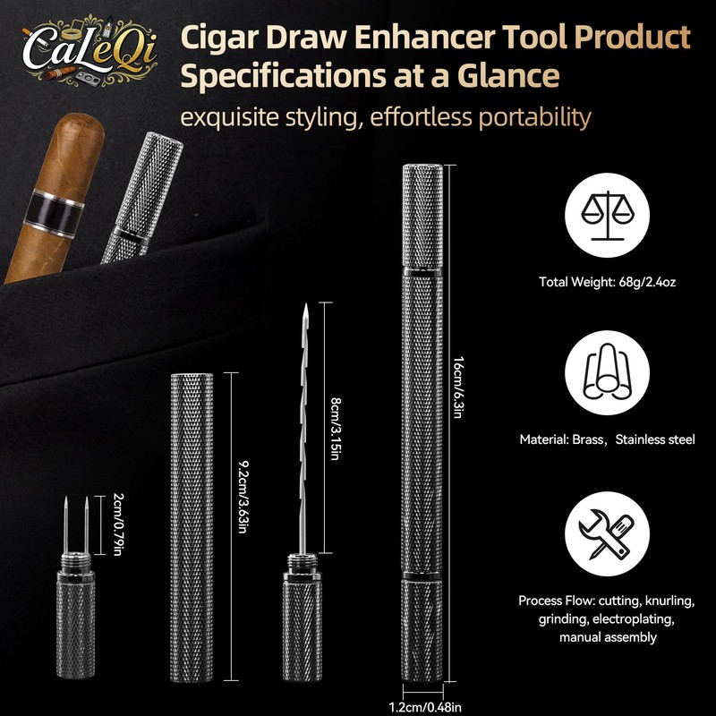 CaLeQi Cigar Draw Enhancer and Nubber 2&1 Set for Cigar