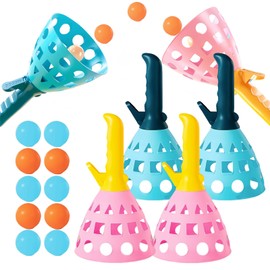 Juego de pelota Pop-Pass-Catch, Juego de pelota de captura pop con 4 cestas de lanzador de Captura y 20 bolas, Actividades de Juegos Interiores al Aire última Intervensión para Adultos y en Familia