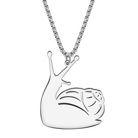 SHIGIE Stainless Steel 18K Gold Silver Plated Cartoon Snail Necklace Pendant Chain Cute Animals Jewellery For Women Gifts Charms (Silver Plated)