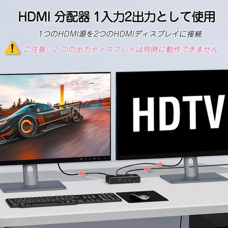 hdmi 2.1 switcher 8k@60hz, 4K@120Hz, 1080P@240Hz hdmi splitter 2 input,