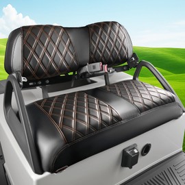 DRIVE UP Black Golf Cart Diamond Seat Covers, PVC Front Seat Cover Fits for 2000.5-Up Club Car DS Golf Carts, Durable and Stain-Resistant Leather Covers for Club Car Seat