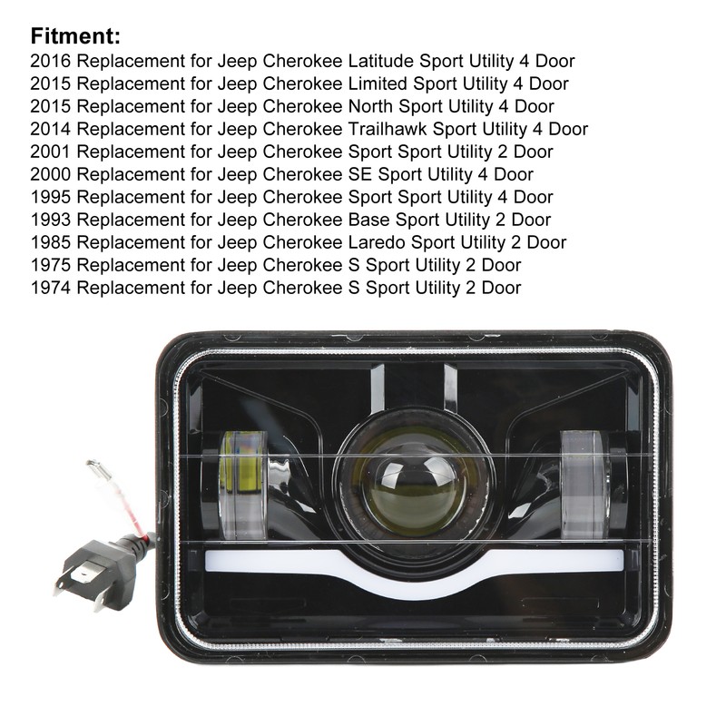 Truck Front Square LED Headlight with High Low Beam DRL