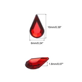 MECCANIXITY 100Pcs Gema de Acrílico en Forma de Lágrima de 6x10mm con Parte Trasera Plana Piedras Artificiales para Manualidades Bisutería Pintura Facial Bodas en Rojo Profundo