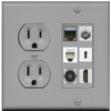 RiteAV Cat7 Coax HDMI Phone Toslink USB-C Wall Plate - Round Outlet [Gray/Gray]