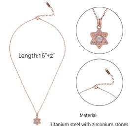 DJSFIRYR Star of David Necklace Adjustable 18K Rose Gold Plated Charm Necklace for Women,Cute Dainty Pendant Necklaces with Charms Set,Hypoallergenic Trendy for Her Mom and Bestie