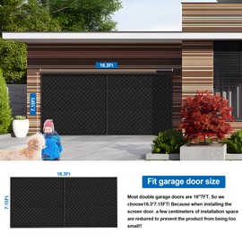 Garage Door Screen for Winter，Garage Door Insulation Kit，Magnetic Thermal Insulated Door Curtain for Garage Door, Garage Insulated Door Curtain ， Weatherproof, Windproof, Soundproof(16 * 7Ft)