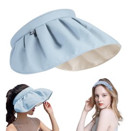 KASESSS Sun Visors for Women, 2 in 1 Foldable Visor Hat Women/Headbands, Sun Visor Hat Wide Brim, Women's Visors with UV Protection, Topless Sun Hat Summer for Outdoor Sports, Beach, Hiking, Blue