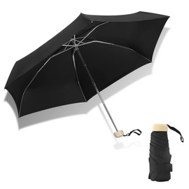 Mini Pocket Umbrella, Windproof Umbrella, Manual Umbrella, Small, Compact, Lightweight, Quick-Drying, Foldable Umbrella Protects Against Rain and Sun (Black)