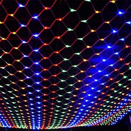 DOCHEER Colorful LED Fairy Mesh Net Lights Curtain Light, 9.84ft × 6.56ft,204 String LEDs, 8 Modes Decorative Lighting for Thanksgiving, Christmas, Holiday, Party, Event, Multicolor