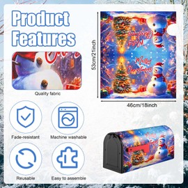 Gosknor Magnetic Mailbox Cover for Christmas, 53 x 46 cm, Standard Size, Waterproof Mailbox Cover with Christmas Motif, Merry Christmas for Letterbox Decoration in the Garden (Style 1)