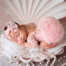 Cuvstvo Lace Newborn Photography Outfits Girl Baby Photoshoot Outfits Baby Photoshoot Props Girl Newborn Lace Romper Photography Infant Photo Shoot Outfit Girls