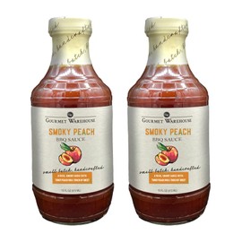 Gourmet Warehouse Smoky Peach BBQ Sauce, Handcrafted In Small Batches Gluten-Free, HFCS-Free, Delicious Sauce 16 Ounces Bottle (Pack of 2)