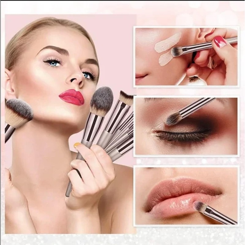Makeup Brush Set with Cosmetic Pouch, Premium Fiber Bristles, Super