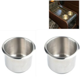 2Pcs Cup Drink Holder for Marine Boat Camper Truck RV Stainless Steel Brushed