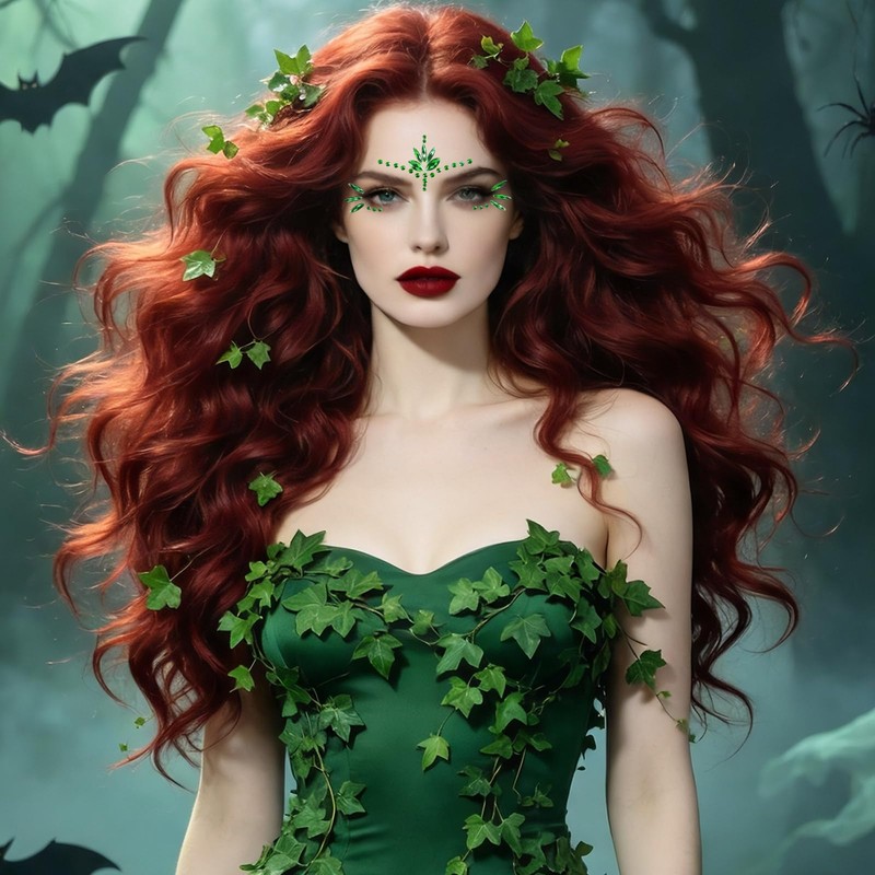 6 Pcs Green Face Gems Jewels Halloween Ivy Stickers Accessories