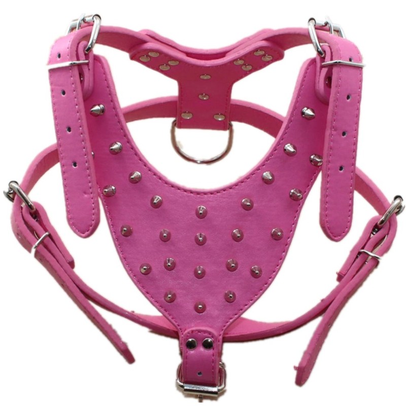 haoyueer Leather Spiked Studded Medium & Large Dog Collars, Harnesses