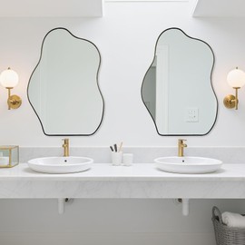 BOMINICA Irregular Wall Mirror - Asymmetrical Mirror for Bathroom, Living Room, Entryway, Bedroom - 20" x 28"