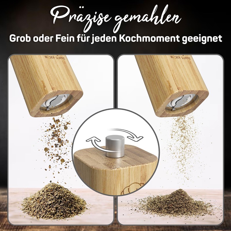 ELBFUCHS® Salt and Pepper Mill Wood Large [New] Loving Set