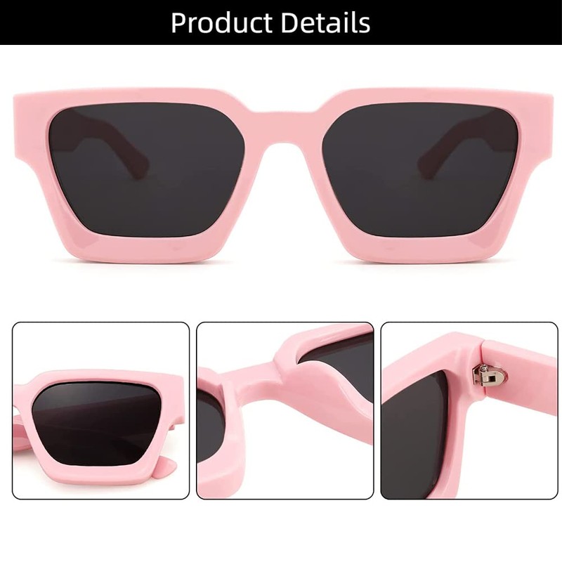 WDZAYXC Vintage Rectangular Sunglasses for Women Men Chunky Rectangle Sunglasses