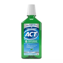 ACT Restoring Zero Alcohol Fluoride Mouthwash 33.8 fl. oz. Strengthens Tooth