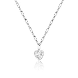 AIBEIOU Lovely Heart Necklace, 18K gold plated/silver, beautiful heart pendant, elegant choker, luxury gift for women and young girls