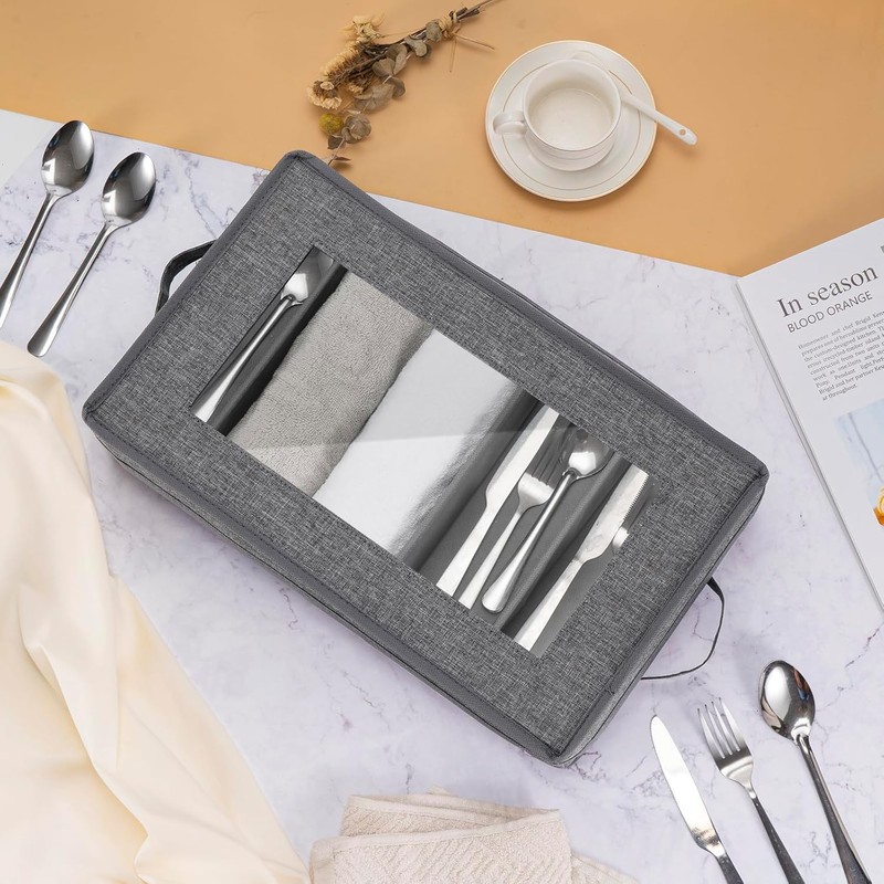 Silverware Storage Box 2 Pack, Flatware Storage Case, Utensil Storage