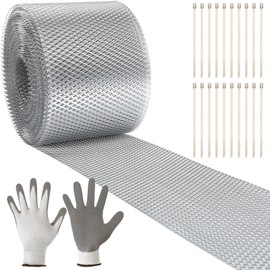Tandefio Gutter Guard Aluminum Guards Mesh Filter Gutter Cover DIY Screen Protection Netting Roll with 20 Fixed Cable Tie and Anti Scratch Gloves for Leaves Twigs(4 Inch X 60 Feet,Silver)